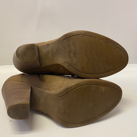 American Eagle Tan Faux Suede Ankle Heeled Booties - Picture 9 of 9
